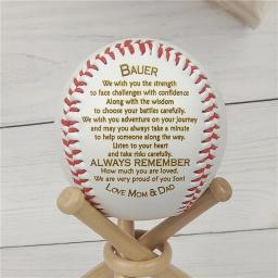 1pc personalizado feito à mão bolas de beisebol nunca duvidar presente para filho neto personalizado bolas de beisebol presentes bastões softball gravado - Image 2