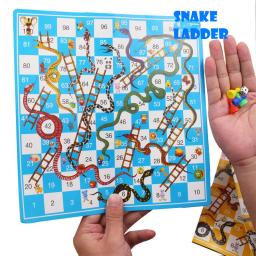 Jogos de tabuleiro portáteis engraçados para crianças, conjunto de jogos de festa com escada de papel de cobra e xadrez voadores, brinquedos para crianças de 25x25 cm - Image 2