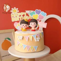 Decoração para comemoração de festas infantis, aniversário de bolos, cor vermelha, amarela, meninos e meninas, com chapéu, sobremesa - Image 1