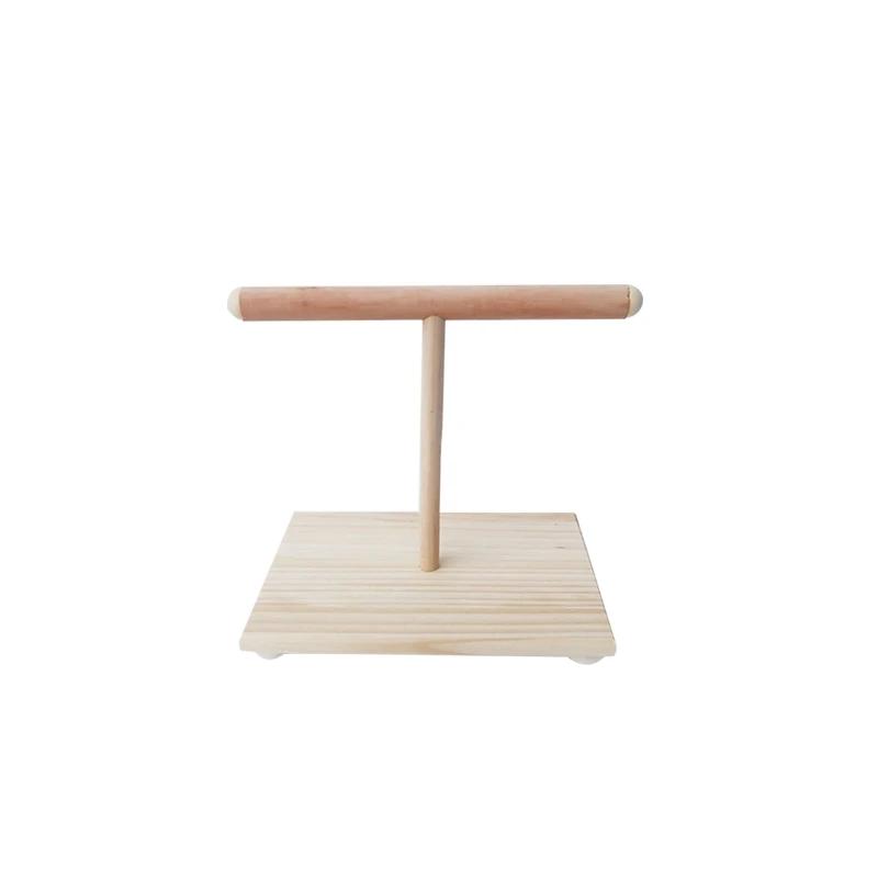 Papagaio de madeira poleiro t suporte pássaro treinamento pata moagem brinquedos pet cockatiel gaiola ninho plataforma de jogo - Image 1