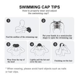 Adulto natação boné à prova dwaterproof água silicone nadar caps cabelo longo unisex mergulho piscina chapéu com capa de ouvido proteger para mulheres h5a94 - Image 6