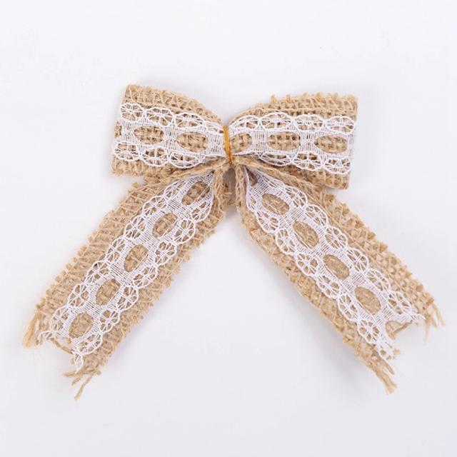 Laços de Renda de Juta Vintage para Artesanato, Decoração de Casamento e Natal - Pacote com 10 Peças