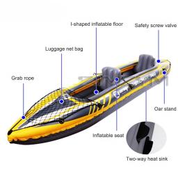 Venda quente inflável caiaque canoa barco pvc bote jangada pvc caiaque dwf deck de chão para esporte profissional touring 350*78*52cm - Image 2