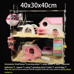 Casa de gaiola de hamster acrílico pequena gaiola para animais de estimação claro oversized villa cobaia gaiola básica brinquedo suprimentos pacote ninho - Image 5
