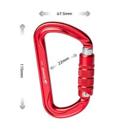 Carabiner Clip para escalada ao ar livre, bloqueio automático, forma d resistente, gancho acessórios para escalada de árvores, 30KN - Image 4