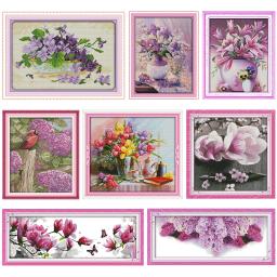 Tela estampada, kit de bordado e bordado artesanal, 11ct 14ct, tecido de contagem, amor da magnolias - Image 1