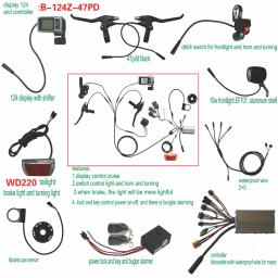 Kit de montagem/conversão para bicicleta elétrica, mtb, controlador, tela, lâmpada frontal, luz traseira, alavanca de freio com cabo à prova d'água - Image 5