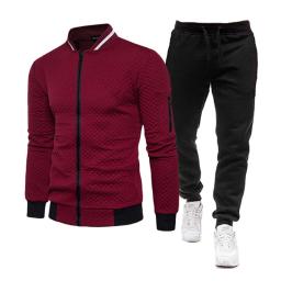 Masculino conjunto de roupas esportivas de treino dos homens da marca roupas de fitness duas peças jaqueta de manga longa + calças casuais - Image 4