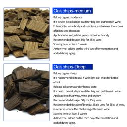 Escuro e leve Oak Chip, Home Brewing Wine Making, Sabor Torrada para Vinho e Brandy, O sabor do barril de carvalho, 100g - Image 2