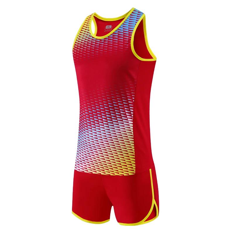 Homem correndo agasalhos 2021 ternos de pista e campo maratona secagem rápida atletismo colete + shorts conjunto esporte da equipe - Image 1