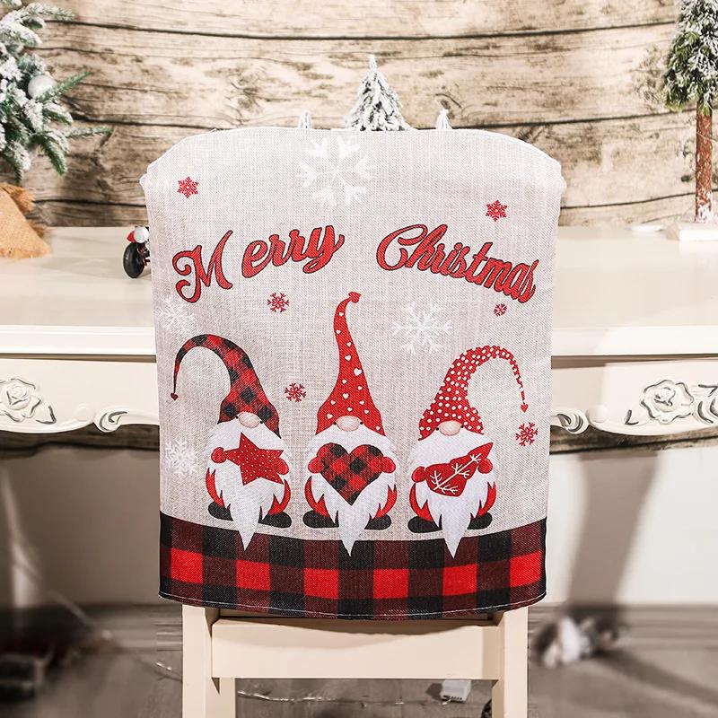 Capa de cadeira de natal desenhos animados padrões impressão assento papai noel capas slipcover poeira para cadeira mesa natal festa de férias decoração - Image 1