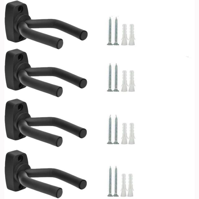 Suporte de violão para parede com gancho e parafusos - Disponível em 2, 4, 8 ou 10 peças para violão, ukulele e baixo