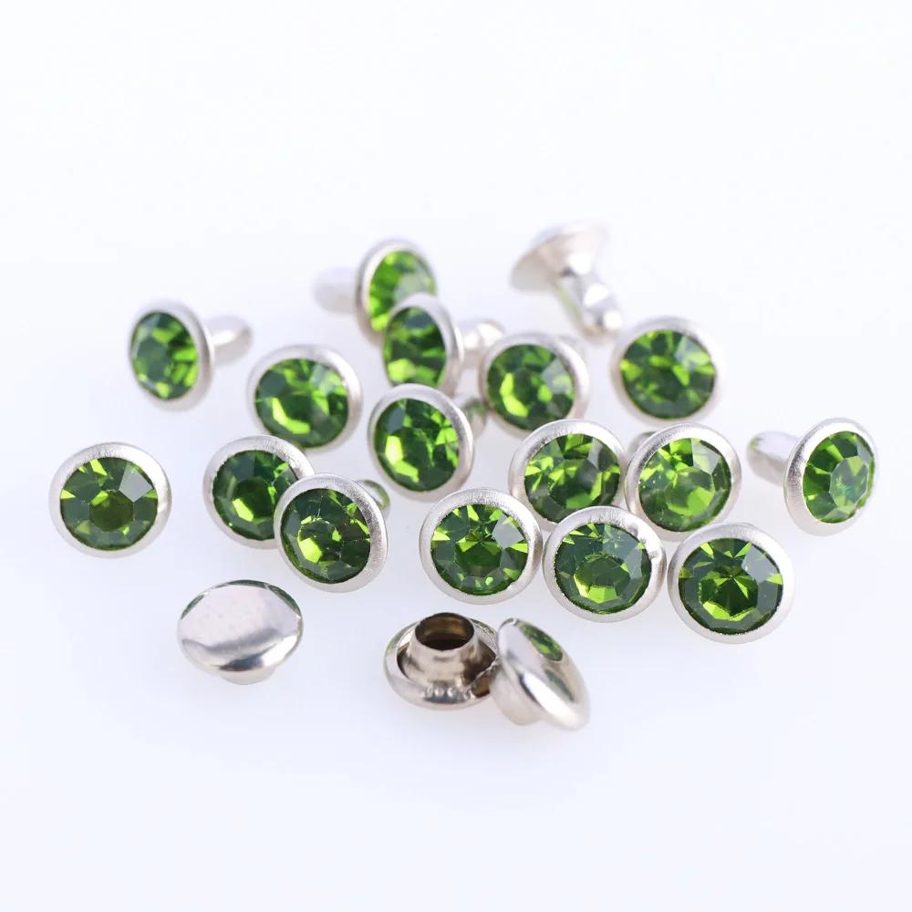 100 conjuntos de 6/8mm cristal ab guarnição rebites strass diamante studs para diy artesanato saco roupas couro deco picos broca vidro rebite - Image 1