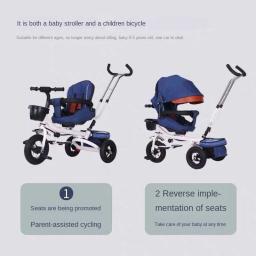 Pedal de triciclo infantil de poltrona dobrável, carrinho de bebê giratório, bicicleta leve, 2 em 1 triciclo, 1-3-6 anos de idade, 2020 - Image 3