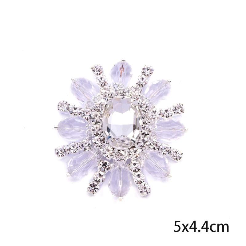 Flor Redonda Cristal AB Costurar Em Strass Apliques Base de Ouro Glitter Acessórios De Costura Cristais para Vestido De Noiva, Y1020 - Image 1