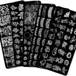 1pcs 6*12cm placas de estampagem de unha arte de animais/flor/letra/pena/modelo geométrico modelo de aço inoxidável ferramentas de imagem estêncil para arte - Image 1