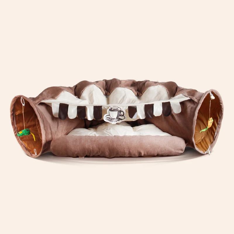 Tapete universal para gatos, brinquedo para animais de estimação, túnel do jogo, ninho do gato, removível, lavável, almofada para cães gatinhos, brinquedo quatro estações - Image 1