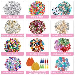 Kit de jóias de luxo com contas, 2083 peças, fabricação de joias, amuletos, miçangas, fio para colar, pulseira, brincos, reparo - Image 4