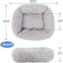 Cama luxuosa quadrada longa de pelúcia, canil lavável, tapete para cães pequenos, médios e grandes, suprimentos para animais, calmante - Image 4
