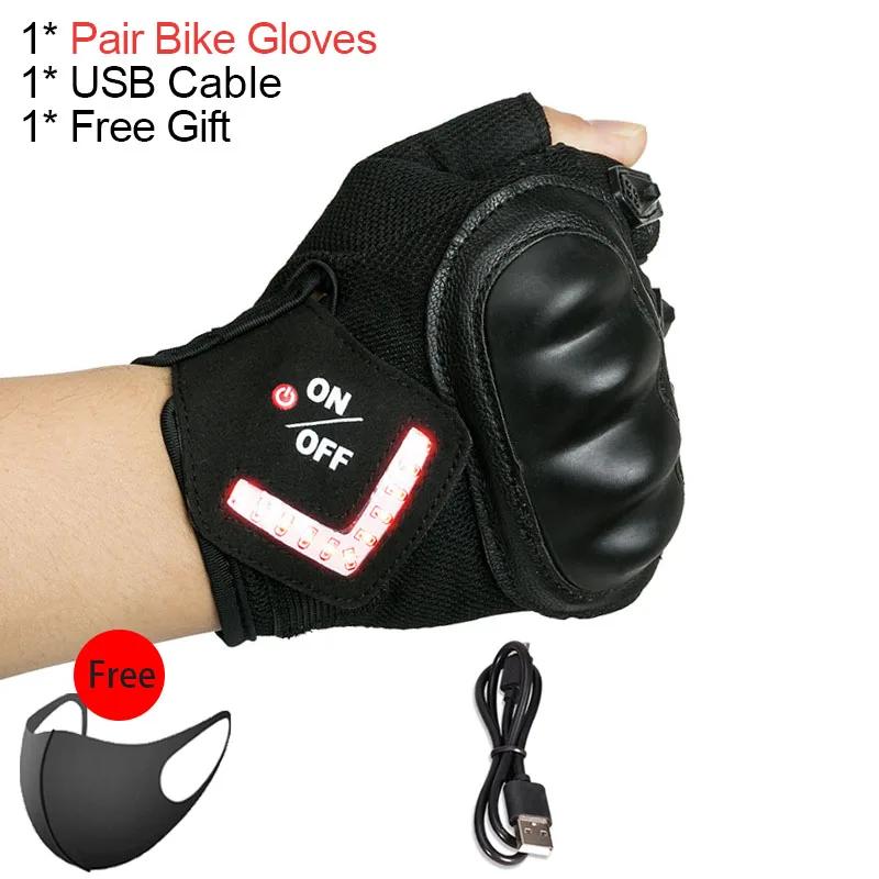 Anti-Slip Intelligent Gel Ciclismo Luvas, LED Turn Signal, metade do dedo, bicicleta, equitação, ao ar livre, MTB, bicicleta - Image 1