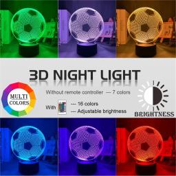 3D Ilusão Night Light com Sensor de Toque, Bola De Futebol, Luz Noturna Remota para Crianças, Decoração Do Quarto, Lâmpada De Mesa De Futebol, Presente - Image 4