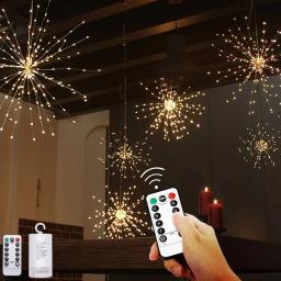 Led à prova ddanágua explodindo estrela fogos de artifício lâmpada natal luzes de fadas fio cobre lâmpada dandelion luzes da corda do jardim decoração da sua casa - Image 2