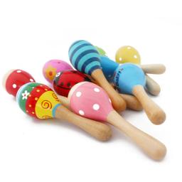 Maracas coloridas de madeira para crianças, instrumento musical para bebê, chocalho, brinquedos de festa, presente para crianças, 1pc - Image 3