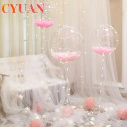 Cyuan-1 conjunto de balões led com suporte, luminoso, transparente, com coluna, luzes led, decoração de festas de aniversário, casamento - Image 5