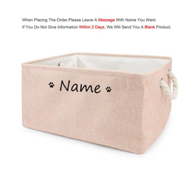 Cesta Personalizada Dobrável para Brinquedos de Gato e Cachorro com Nome, Acessórios para Pets em Tamanhos P/M/G