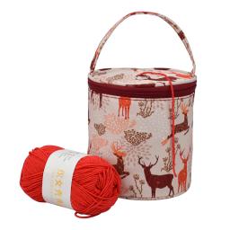 Saco de armazenamento de fios de lã de tricô redondo sacos organizador agulhas de costura de crochê bolsa tecer ferramentas acessórios tigela artesanato tote - Image 2