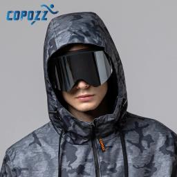 Copozz profissional óculos de esqui de inverno magnético mudança rápida camadas duplas anti-nevoeiro óculos de snowboard das mulheres dos homens equipamentos de esqui - Image 5