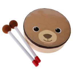 Instrumento musical de percussão com estampa de urso, instrumento musical de percussão com baquetas de tambor, alça para crianças - Image 2