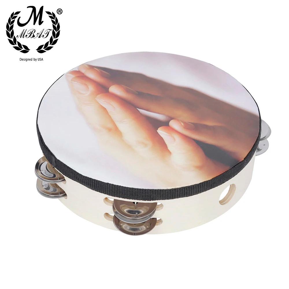 M mbat 8 Polegada pandeiro pomba da paz orações mão portátil tambor com jingle sinos brinquedos instrumento de percussão música presente - Image 1
