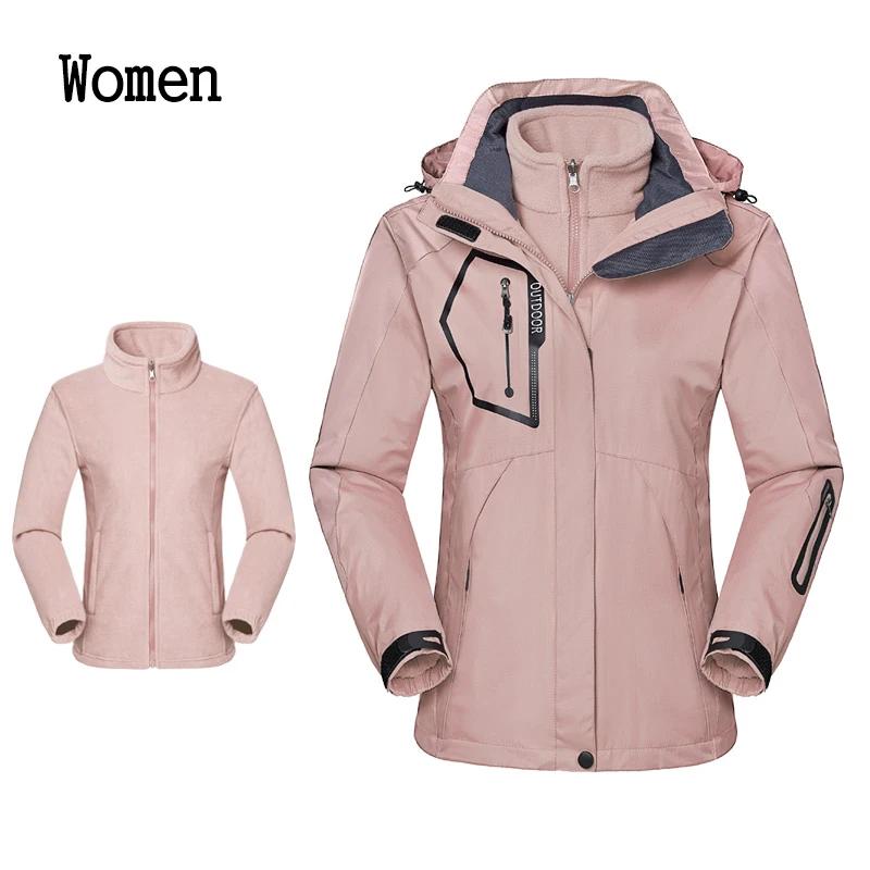 Jaqueta para homem e mulher, casaco impermeável de outono e inverno para acampamento, caminhadas e pesca, corta-vento com capuz 3 em 1, casaco plus size de tamanho grande - Image 1