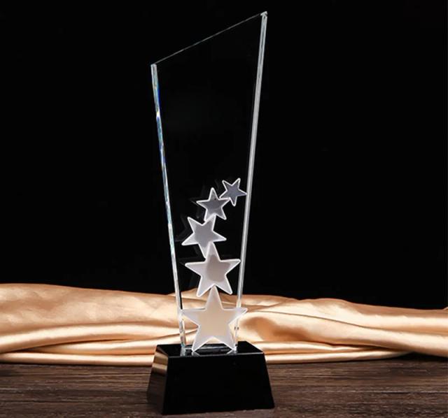 Troféu de Cristal Personalizado em Forma de Estrela de Cinco Pontas para Decoração e Prêmios Criativos