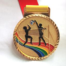 Medalha de Metal Voleibol, Medalha de Jogo, Lembranças com Fita Boa, Cor, Desporto Escolar, Impressão gratuita, 6,8 cm, Novo - Image 2