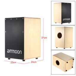 Ammoon cajon tambor de mão de madeira crianças caixa tambor persuession instrumento com picadas pés de borracha 23*24*37cm - Image 3