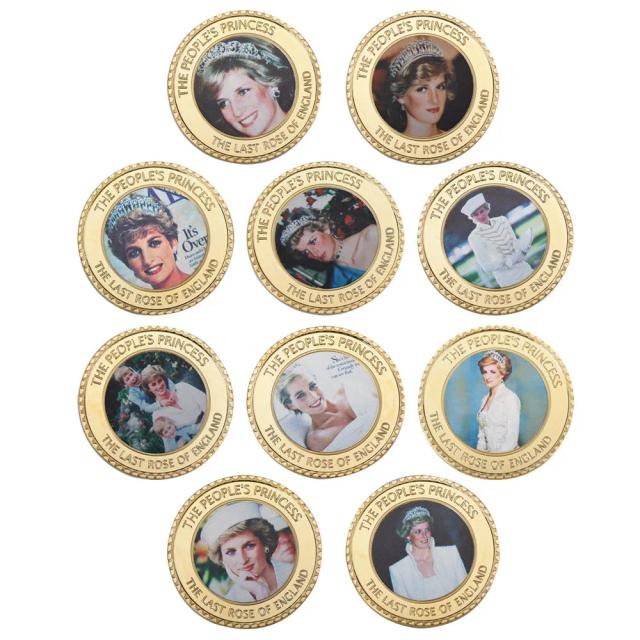 Conjunto de 10 Moedas Colecionáveis com Suporte e Moedas Banho de Ouro - Princesa de Gais