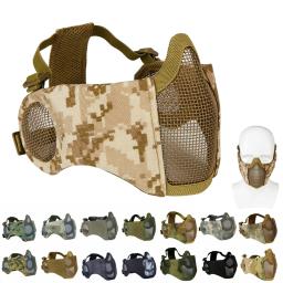 Men's Tactical Half Face Máscara Protetora, Respirável Máscara de Esportes, Proteção de Ouvido, Caça, Tiro, Paintball - Image 1