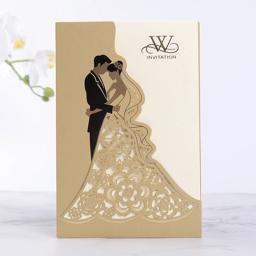 Cartões e convites de casamento, cortados a laser, cartões de visitas luxuosos, personalizados, para decoração de festas, 1 peça - Image 3
