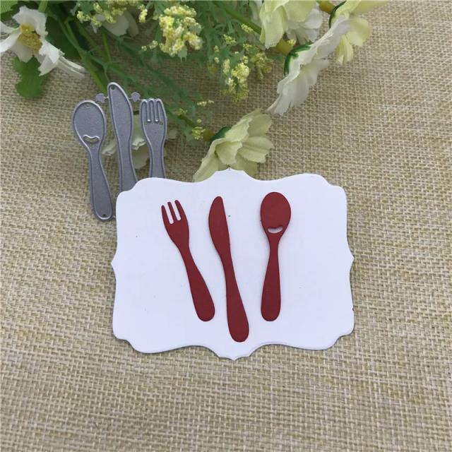 Faca e Garfo de Metal para Scrapbooking: Moldes de Corte para DIY em Álbuns, Cartões e Artesanato Decorativo com Gravação em Relevo