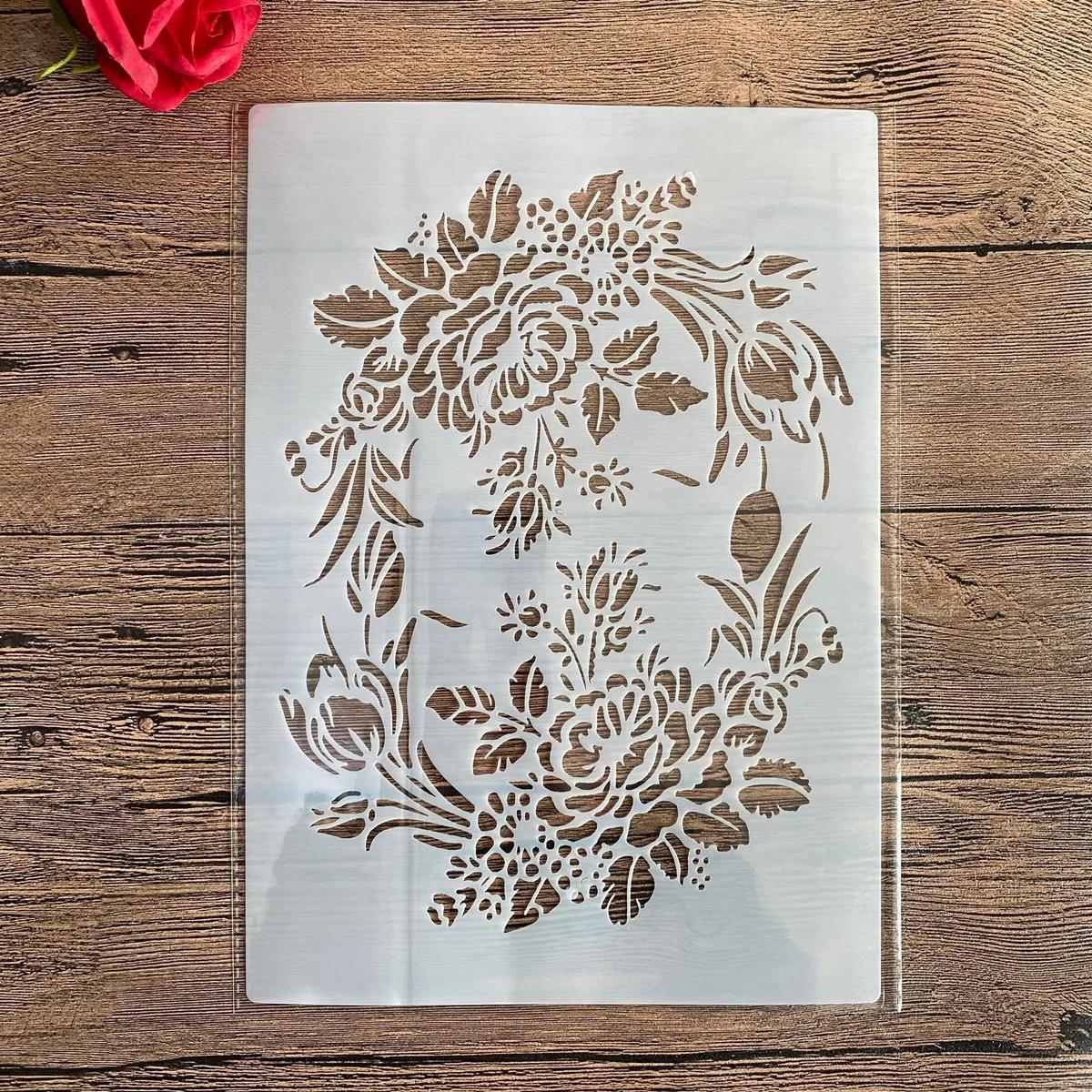 Estêncil de design tamanho a4 para pintura de parede, álbum de recortes, gravação decorativa, artesanato, papel diy, planta, flores, estênceis - Image 1