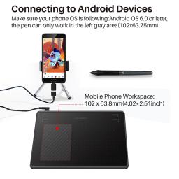 Huion hs64 6x4 polegadas de desenho gráfico tablets telefone tablet ferramentas de pintura com bateria-livre stylus para windows android e macos mesa digitalizadora - Image 5