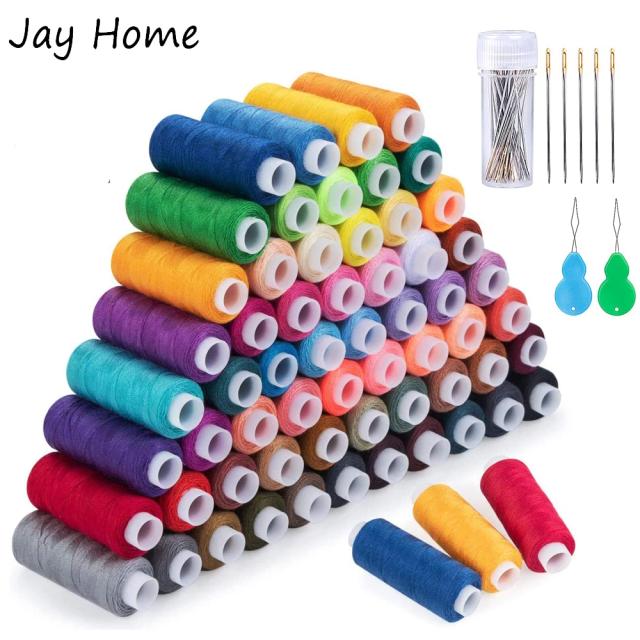 Kits de costura com 100 cores de linha de poliéster e acessórios completos para bordado