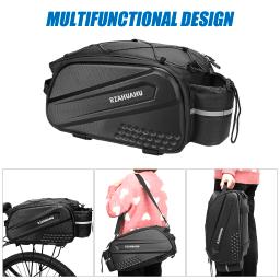 Lixada-Bicicleta Traseira Rack Bag, Refletivo, Impermeável, Ciclismo Bagagem, Tronco Da Bicicleta, Assento Traseiro, Saco De Armazenamento, Sacos De Ombro, 10L, 8L - Image 3