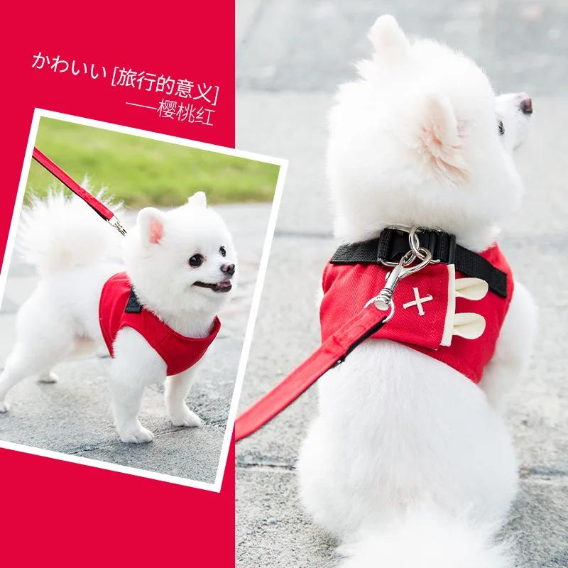 Colete de malha respirável para cachorro, coleira fofa com cinta peitoral para caminhada corrida para cães e chihuahua de pomerania - Image 1