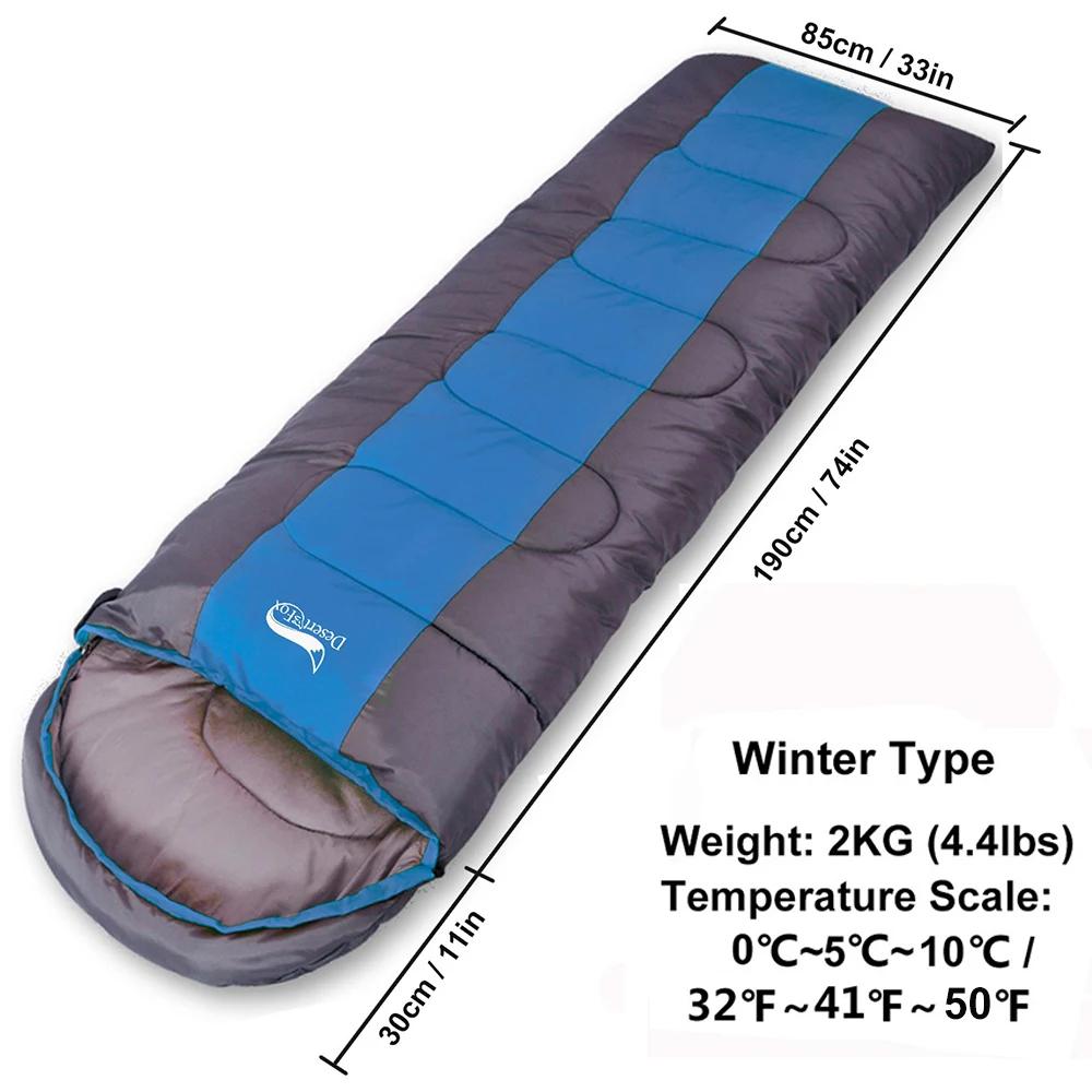 Deserto & raposa grande saco de dormir para adultos 1pc inverno tipo envelope quente sacos de dormir cobertor para acampamento caminhadas turismo 220x85cm - Image 1
