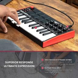 AKAI-Mini MPK Mini teclado com bateria retroiluminada Pads, USB, MK3, 25 Key, controlador de teclado, 8 botões, Piano produção musical - Image 3