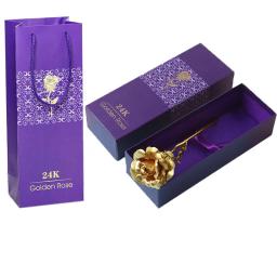 Rosa artificial do ouro 24k com caixa, Rosas falsas, Presente do dia dos namorados, Presente presente, Flor de sabão, Flores da folha, Decoração Home - Image 3