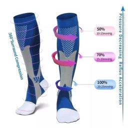 Meias esportivas de compressão para homens e mulheres, varizes, maratona, ciclismo, futebol, meias altas, 20-30mmhg, EU36-50, novo - Image 2
